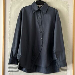 TIBI POPLIN ASYMMETRICAL SHIRT